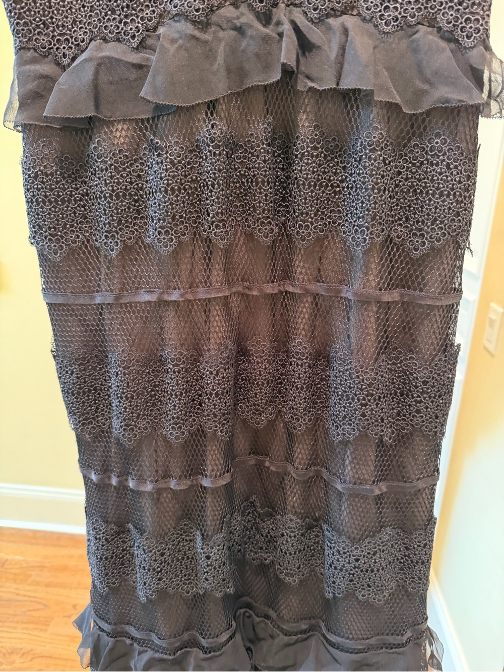 Sachin + Babi Black Ruffled V-Neck Evening Dress - Picture 2 of 5